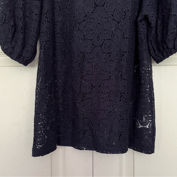 {LOFT} Lace Puff Short Sleeve Top in Navy - Womens XXS - NWT - Picture 8 of 9